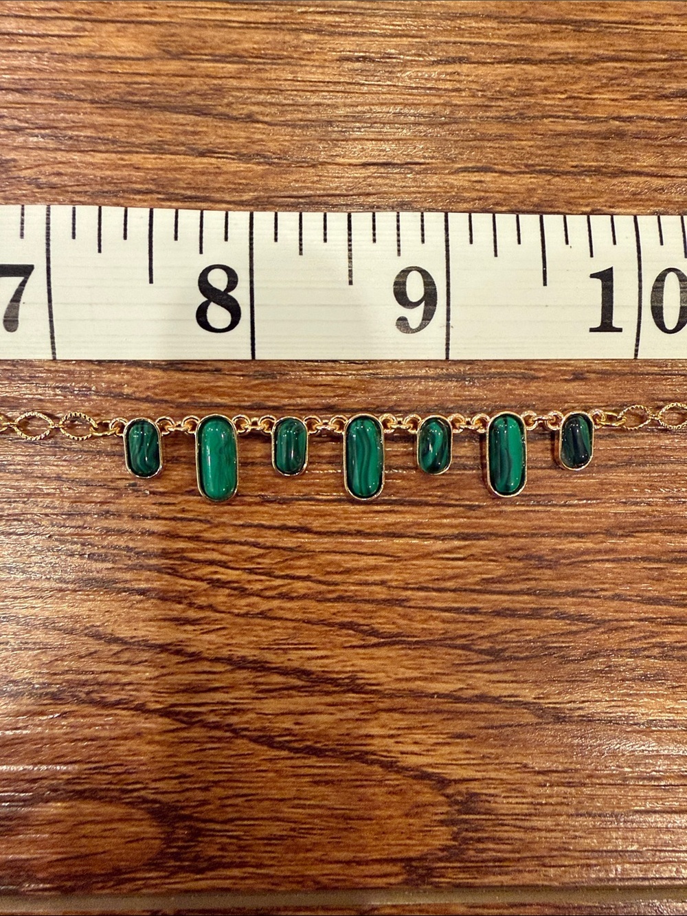 Plunder Gold-Tone Necklace with Green Cabochons - Picture 5 of 7